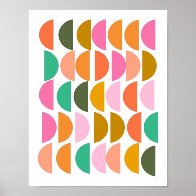 Cute Geometric Pattern in Modern Holiday Colors Poster (Front)