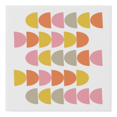 Cute Geometric Pattern in Pink Yellow and Orange Faux Canvas Print