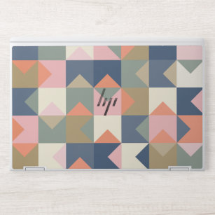 Cute Geometric Pattern in Stylish Navy and Coral HP Laptop Skin