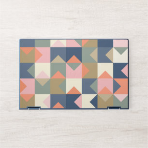 Cute Geometric Pattern in Stylish Navy and Coral HP Laptop Skin