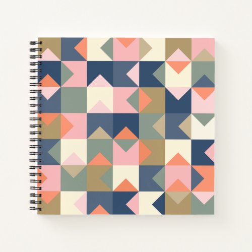 Cute Geometric Pattern in Stylish Navy and Coral Notebook