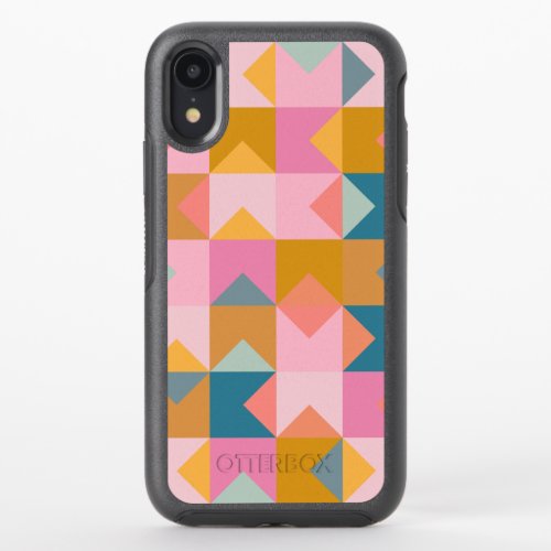 Cute Geometric Pattern in Teal Pink and Yellow OtterBox Symmetry iPhone XR Case
