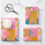 Cute Geometric Pattern in Teal Pink and Yellow Wrapping Paper Sheets
