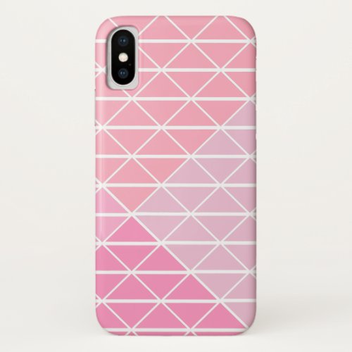 Cute Geometric Pattern of Triangles in Pink iPhone X Case