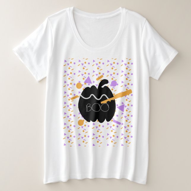 Cute Geometric Pumpkin Carving  Costume Party Plus Size T-Shirt (Design Front)