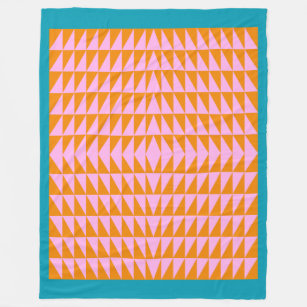 Cute Geometric Shape Pattern Pink Orange Turquoise Fleece Blanket