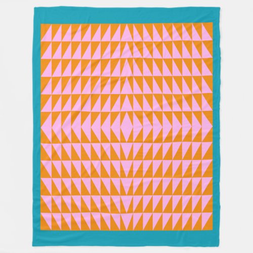 Cute Geometric Shape Pattern Pink Orange Turquoise Fleece Blanket
