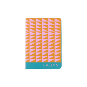 Cute Geometric Shape Pink Turquoise Personalized Passport Holder