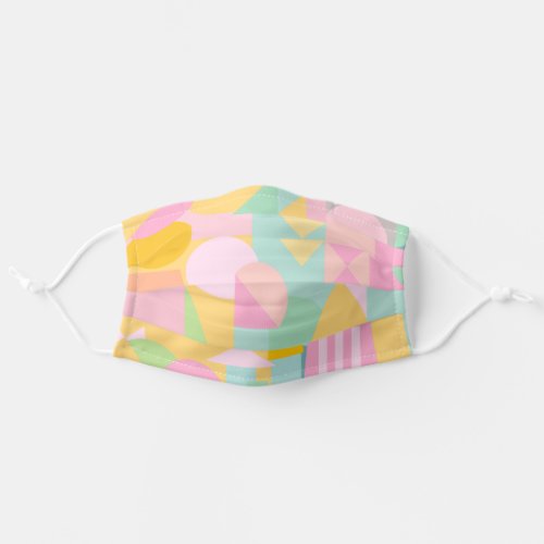 Cute Geometric Shapes Collage in Spring Pastels Adult Cloth Face Mask