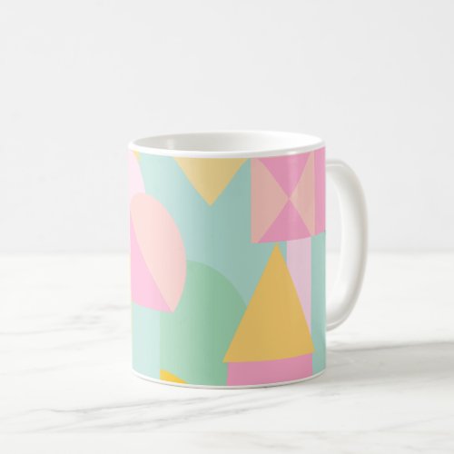 Cute Geometric Shapes Collage in Spring Pastels Coffee Mug