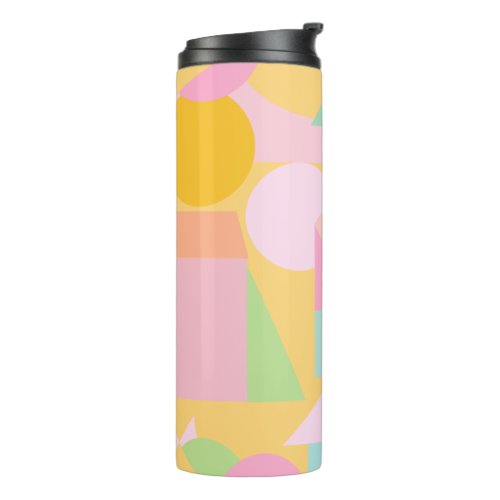 Cute Geometric Shapes Collage in Spring Pastels Thermal Tumbler