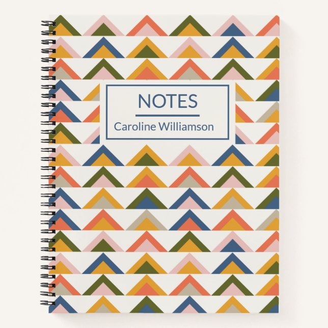 Cute Geometric Shapes Earthy Autumn Personalized Notebook (Front)