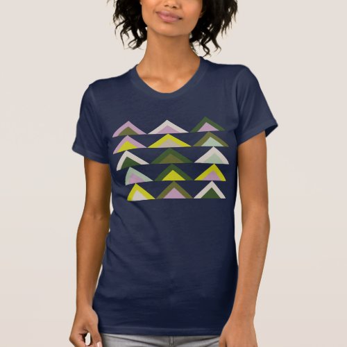 Cute Geometric Shapes in Lime Green and Purple T_Shirt