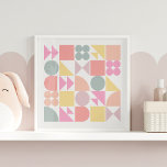Cute Geometric Shapes Pattern in Soft Pastels Poster<br><div class="desc">A cute spring and summer pattern featuring fun geometric shapes in a soft pastel color palette of pink,  lavender,  peach,  and yellow.</div>