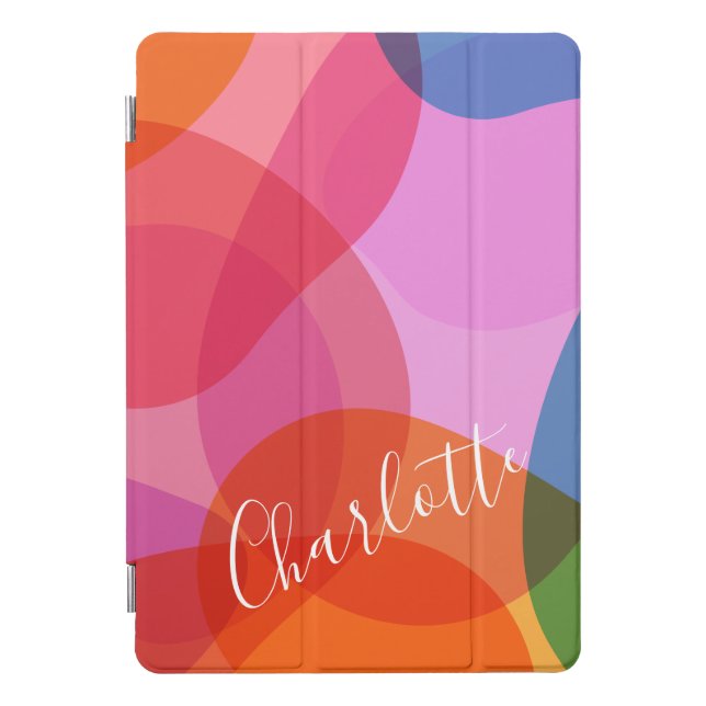 Cute Geometric Shapes Rainbow Script Name iPad Pro Cover (Front)
