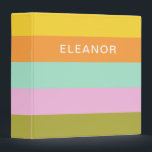 Cute Geometric Stripes Bright Pastels Personalized<br><div class="desc">Simple large striped pattern of color block shapes in a pretty pastel color palette of yellow,  orange,  mint,  pink,  and moss,  personalized with your name.</div>
