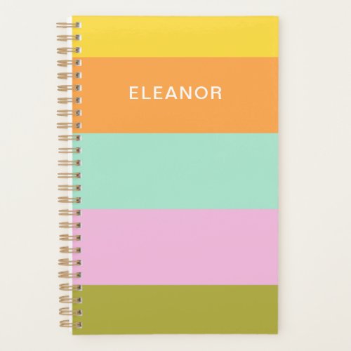 Cute Geometric Stripes Bright Pastels Personalized Planner