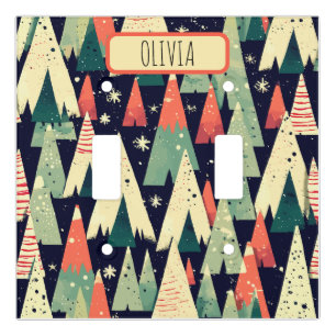 Cute Geometric Trees in Winter Personalized Light Switch Cover