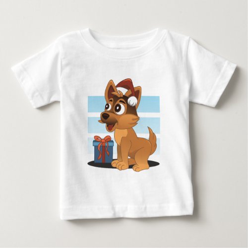 Cute German Shepherd Cartoon  Baby T_Shirt