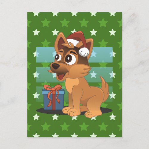 Cute German Shepherd Cartoon  Postcard