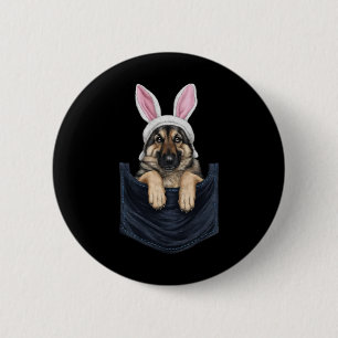 Cute German Shepherd Dog Bunny Hat In Pocket Easte Button