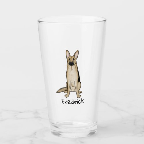 Cute German Shepherd Dog Cartoon Custom Glass