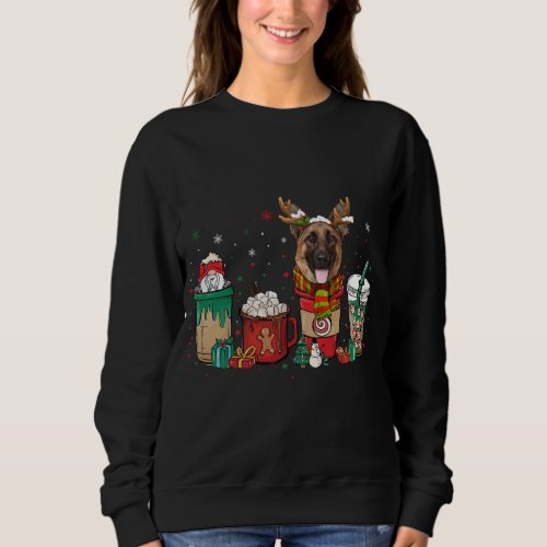 Cute German Shepherd Dog Christmas Coffee Pajamas  Sweatshirt