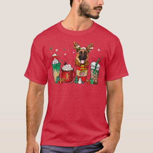 Cute German Shepherd Dog Christmas Coffee Pajamas  T_Shirt