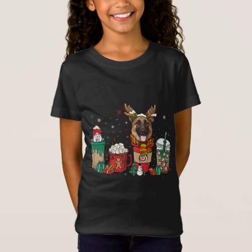 Cute German Shepherd Dog Christmas Coffee Pajamas  T_Shirt