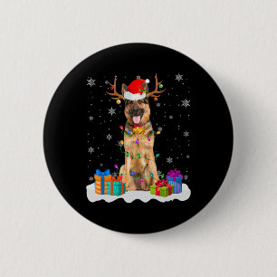 Cute German Shepherd Dog Christmas Lights Santa Ha Button