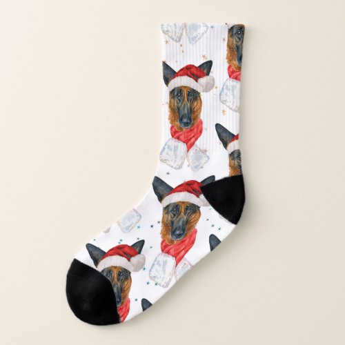 Cute German Shepherd Dog Christmas Pattern Socks
