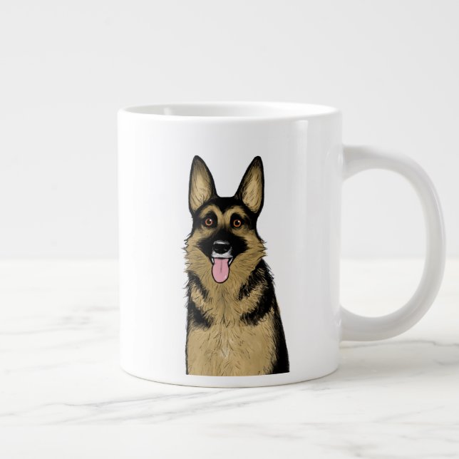Cute German Shepherd Dog | Cool Pet Art Drawing Giant Coffee Mug (Right)