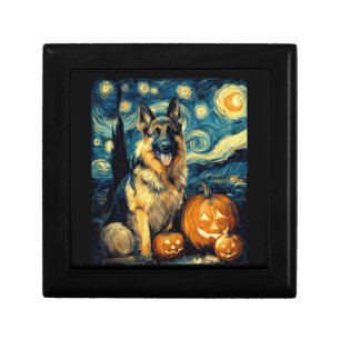 Cute German Shepherd Dog Halloween Jack O Lantern Gift Box
