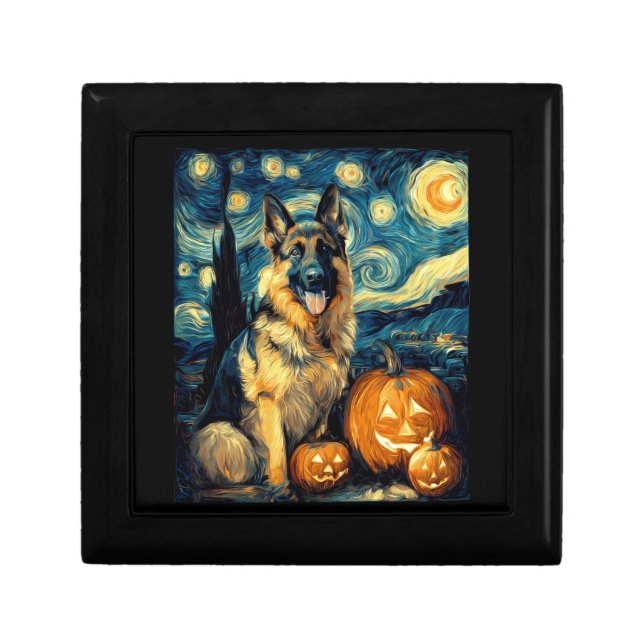 Cute German Shepherd Dog Halloween Jack O Lantern  Gift Box (Front)
