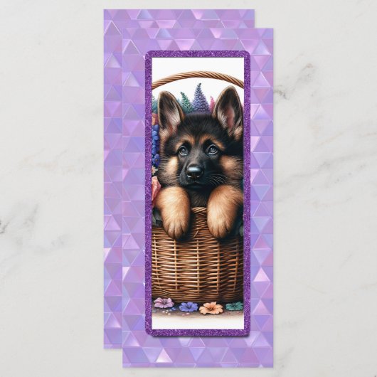 Cute German Shepherd Dog In A Basket (Front/Back)