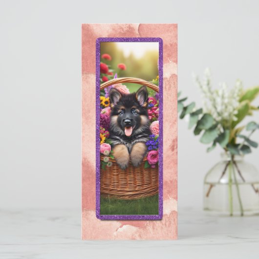 Cute German Shepherd Dog In A Basket (Standing Front)