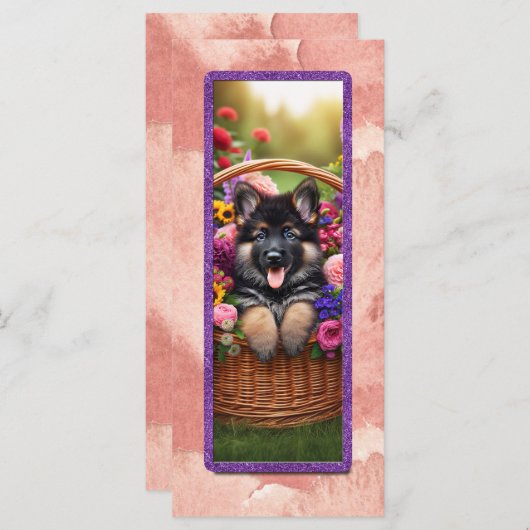 Cute German Shepherd Dog In A Basket (Front/Back)