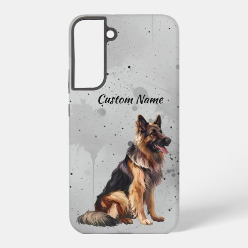 Cute German Shepherd Dog Pet Custom Name Samsung Galaxy S22+ Case