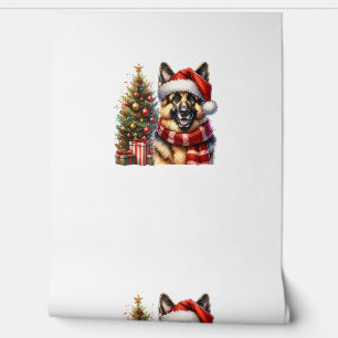 Cute German Shepherd Dog Santa Hat Christmas Tree  Wallpaper