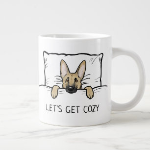 Cute German Shepherd Dog Tucked in Bed Giant Coffee Mug