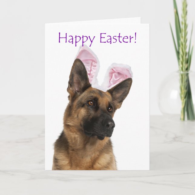 Cute German Shepherd Easter Card (Front)