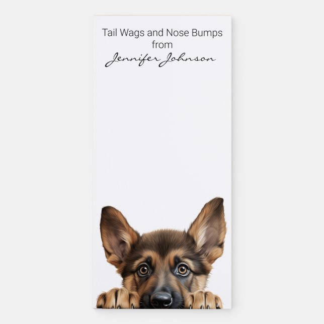 Cute German Shepherd Magnetic Notepad (Front)