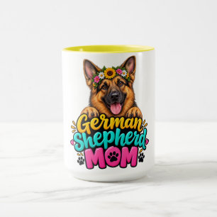 Cute German Shepherd Mom Flower Crown - GSD Dog M Mug