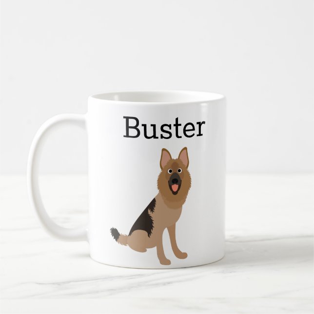 Cute German Shepherd Personalized Gift Coffee Mug (Left)