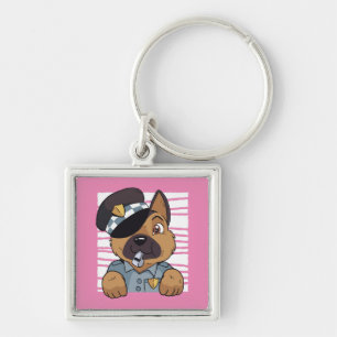 Cute German Shepherd Police Puppy Keychain