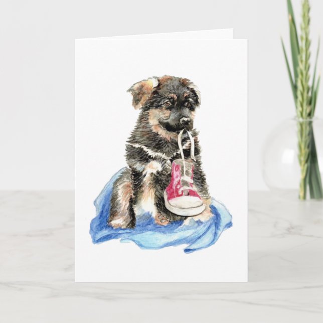 Cute German Shepherd Pup, Dog, Pet animal Card (Front)