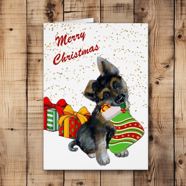 Cute German Shepherd Puppy and Stocking Cards (Creator Uploaded)