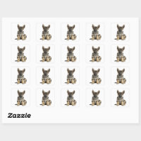 Cute German Shepherd Puppy Cartoon Dog Square Sticker