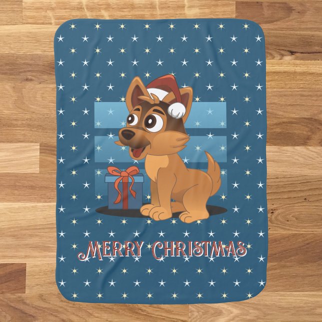 Cute German Shepherd puppy Cartoon Starry muted Baby Blanket (Creator Uploaded)