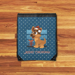 Cute German Shepherd puppy Cartoon Starry muted Drawstring Bag